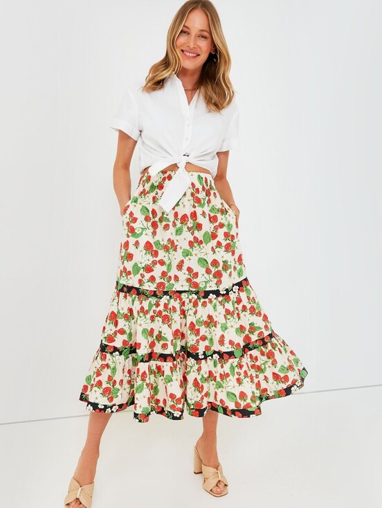 Cara Cara Dresses & Skirts - CARA CARA Wild Strawberry Chase Tiered Skirt Large